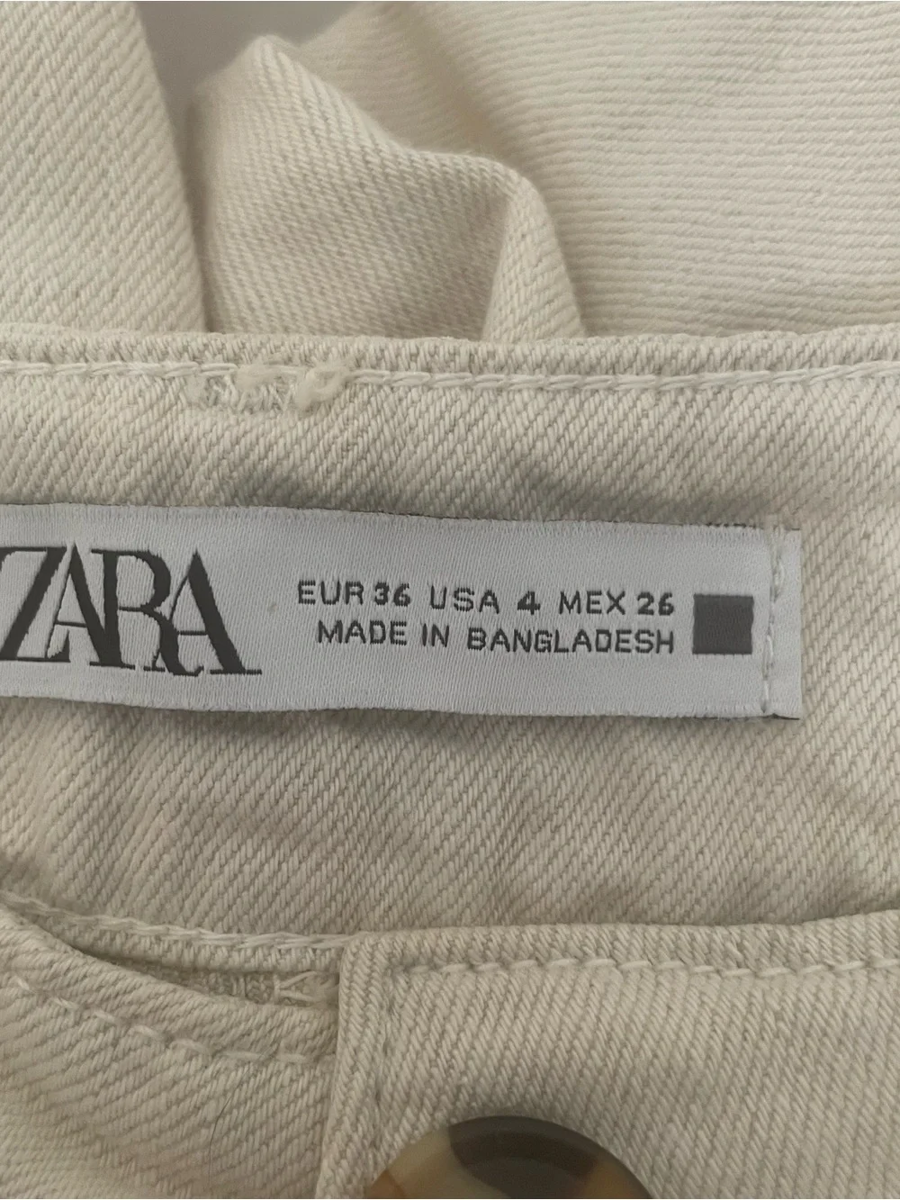 Zara Linen Cream Button-Fly Chinos